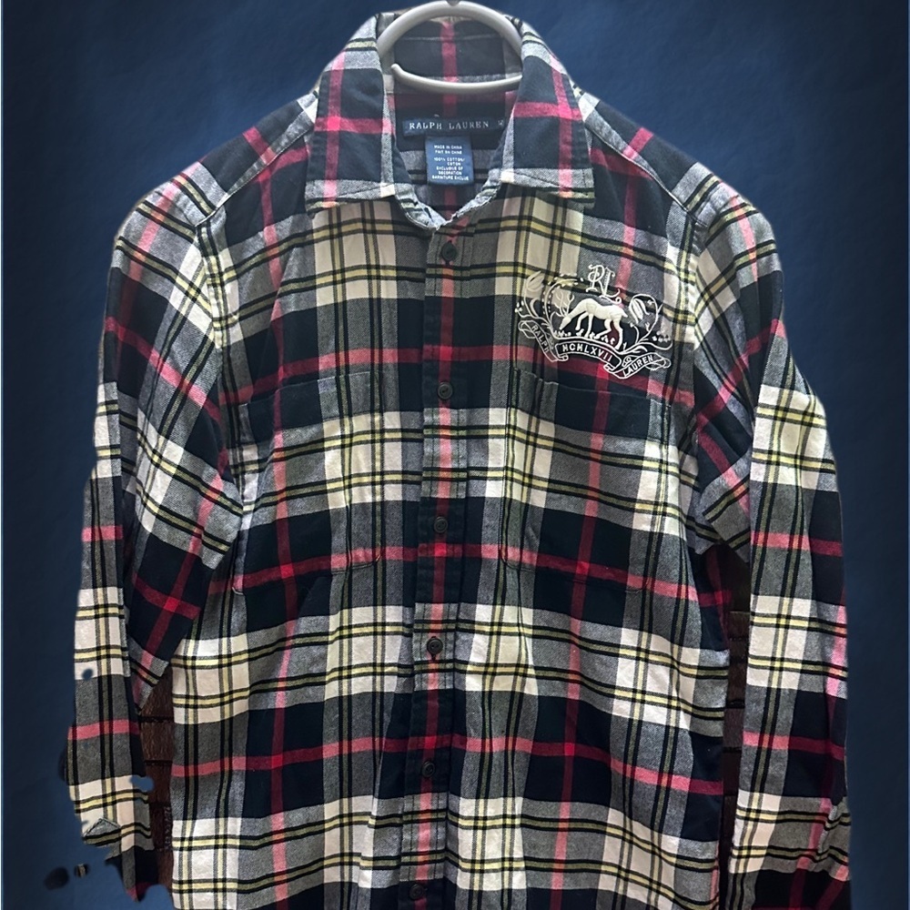Ralph Lauren Women’s  Black Plaid Shirt size 12